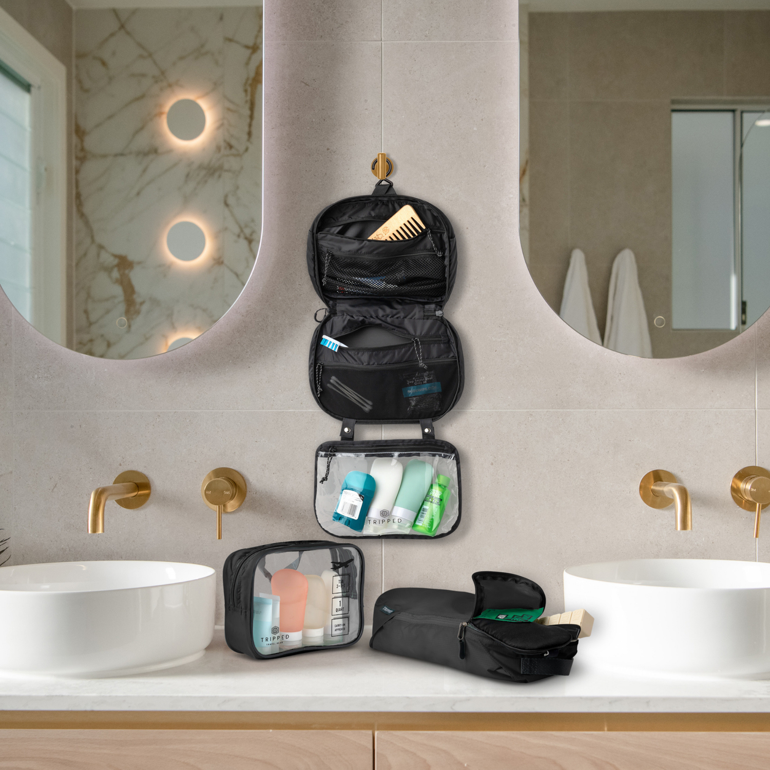 black toiletry set