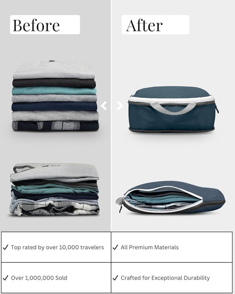 navy compression bag before and after