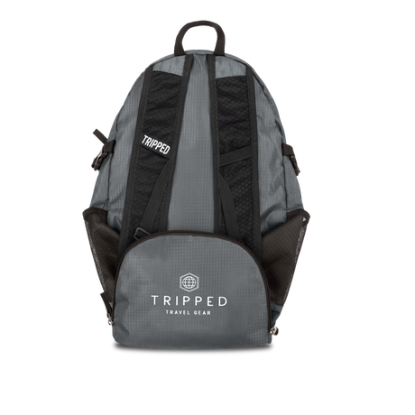 folded gray bag