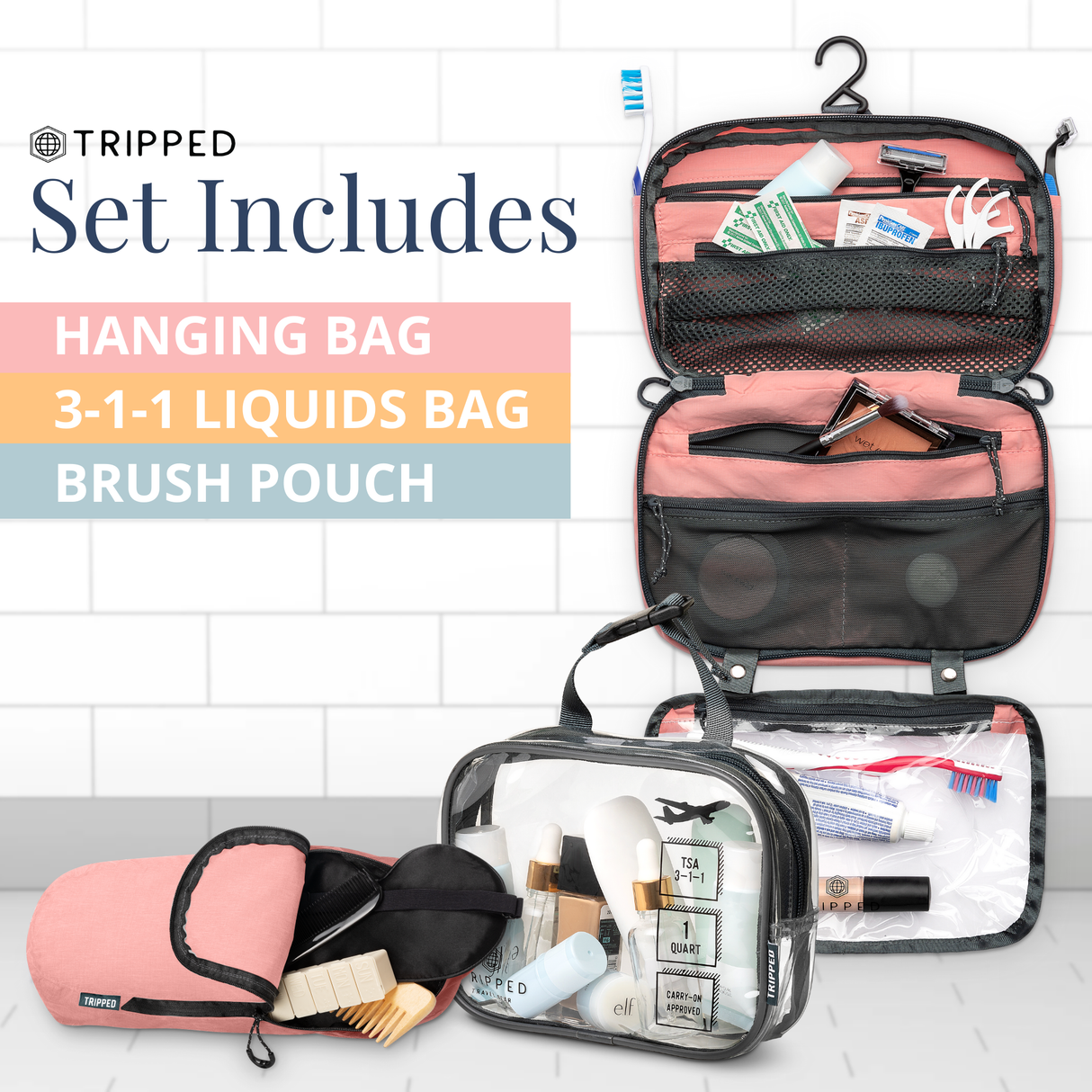 The Toiletry Set with TSA-Approved Liquids Bag