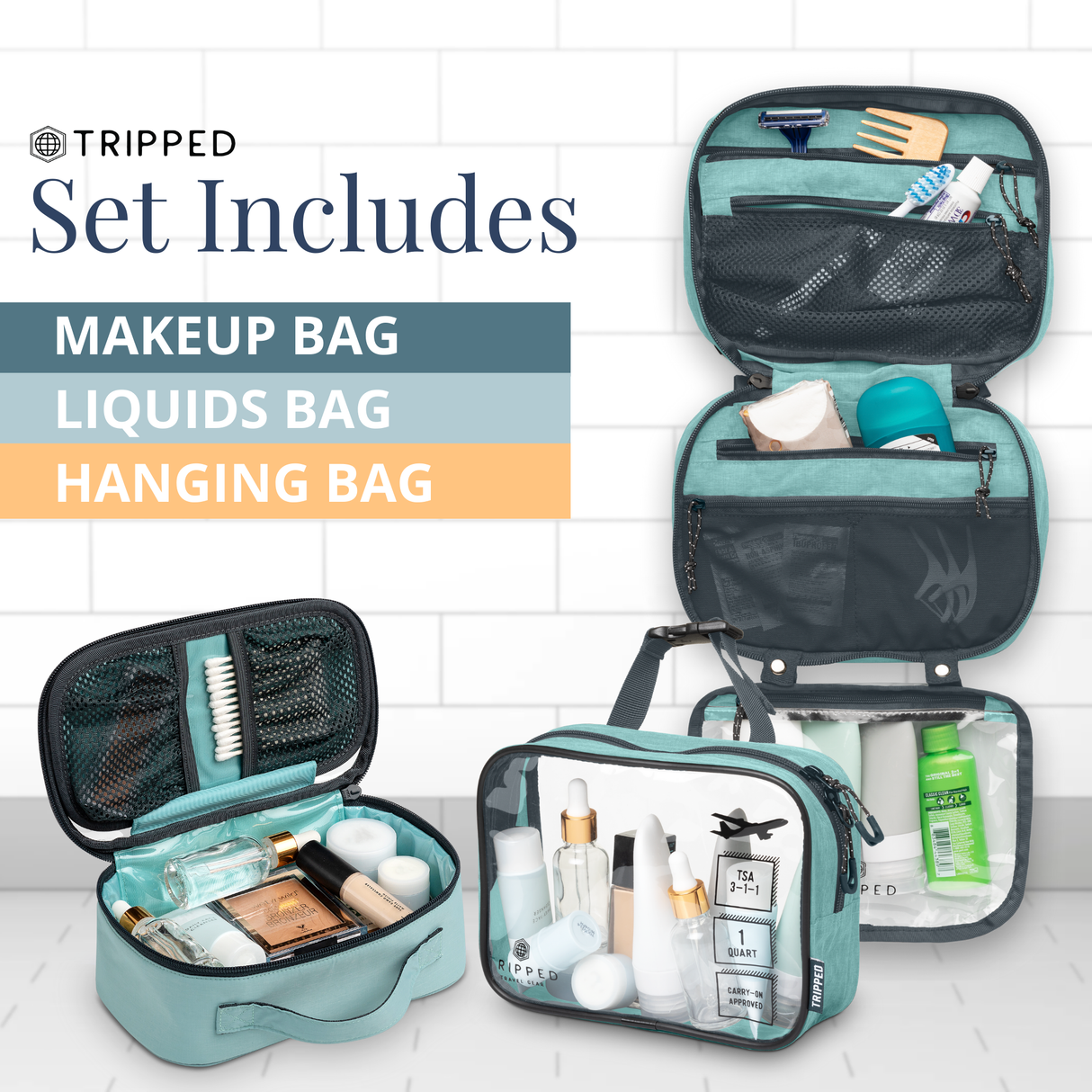 The Toiletry Set with TSA-Approved Liquids Bag