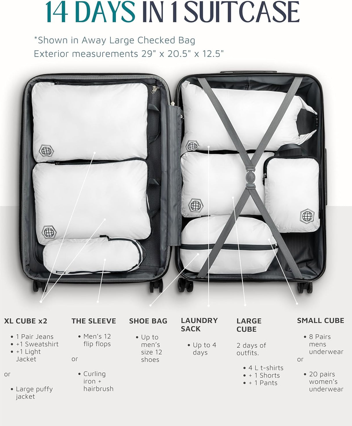 Checked Bag Compression Packing Cube Set