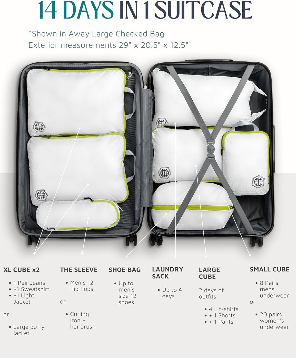 Checked Bag Compression Packing Cube Set