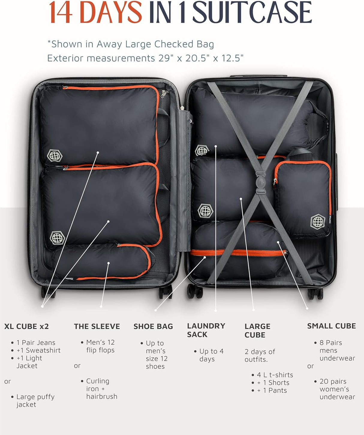 Checked Bag Compression Packing Cube Set