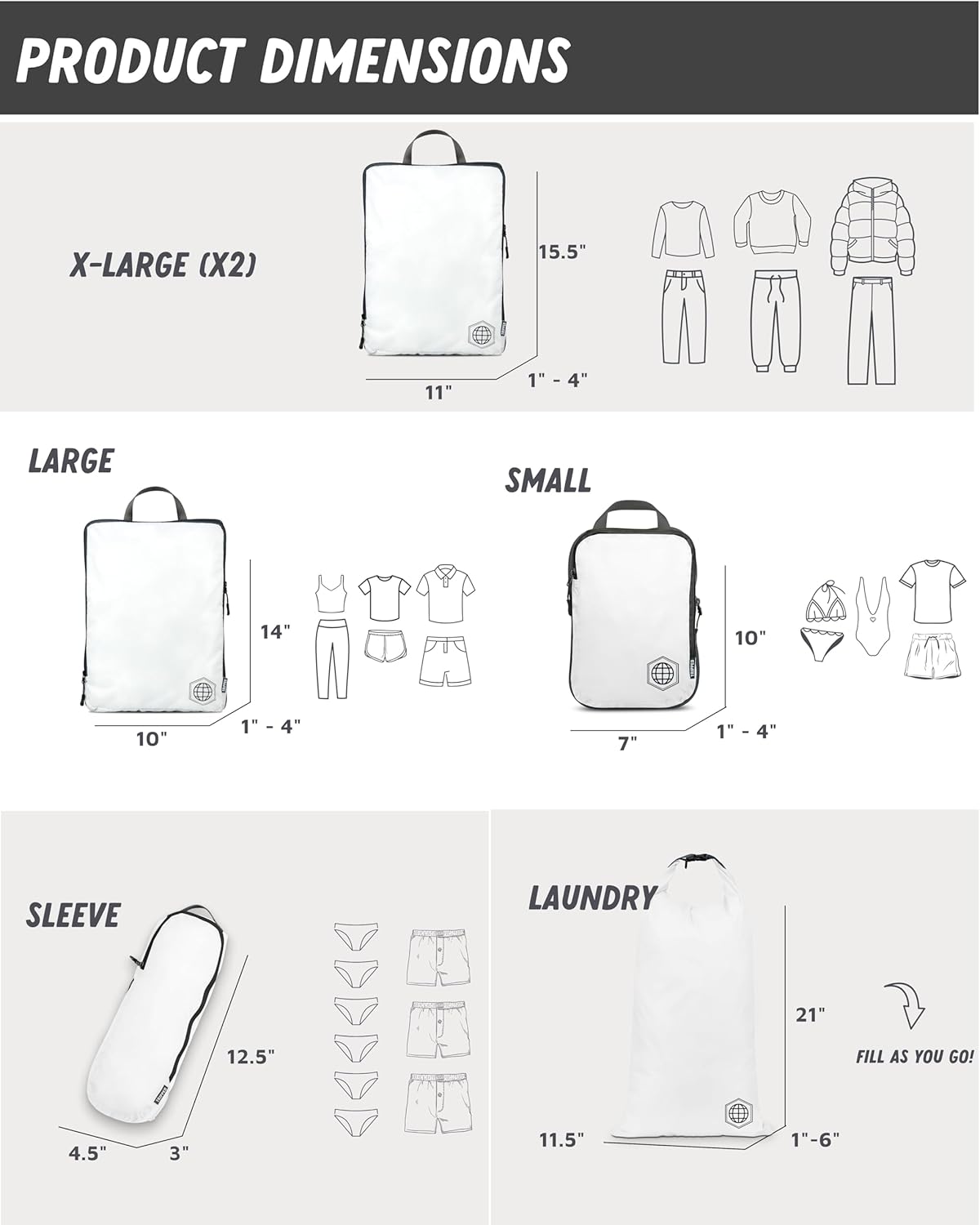 Checked Bag Compression Packing Cube Set