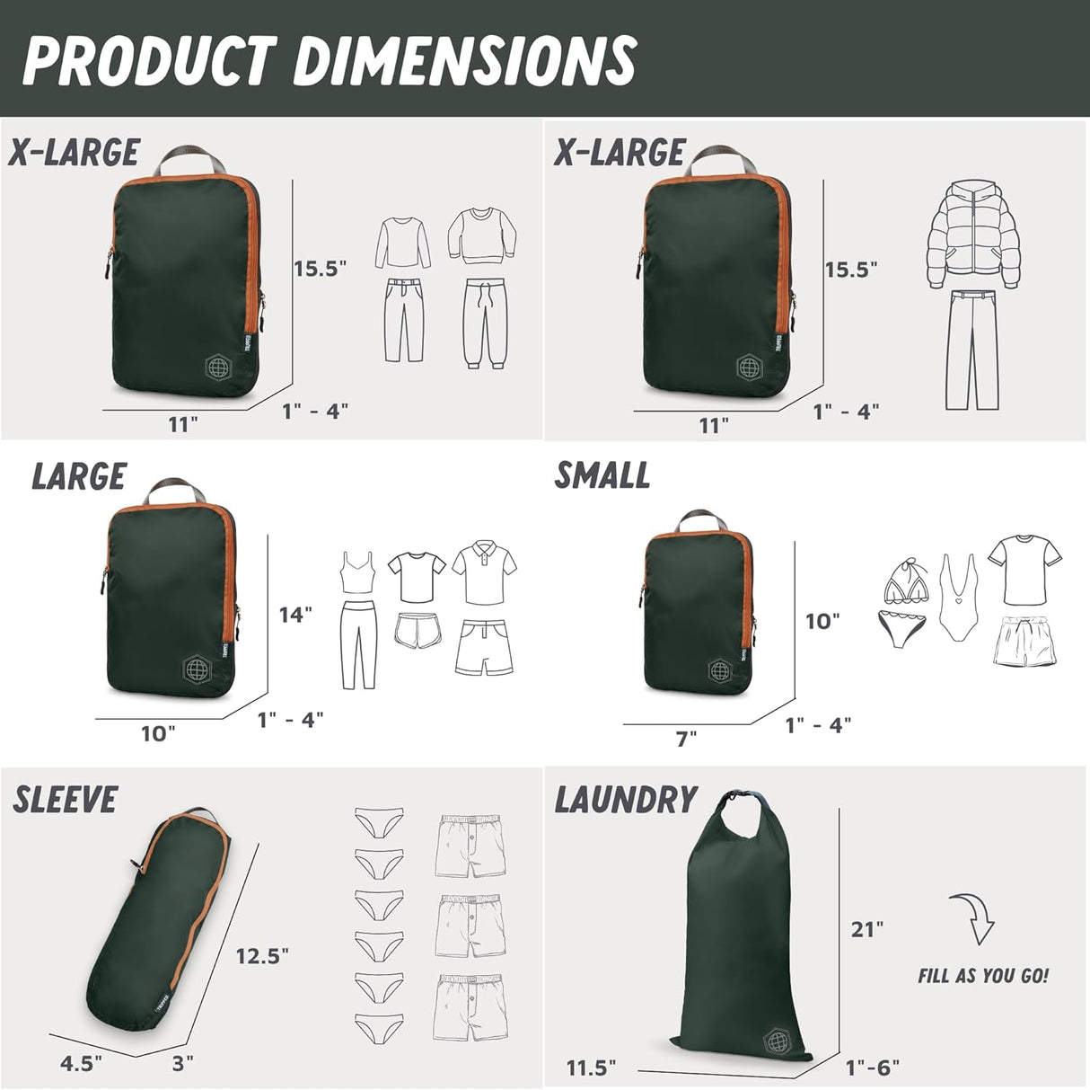 Checked Bag Compression Packing Cube Set