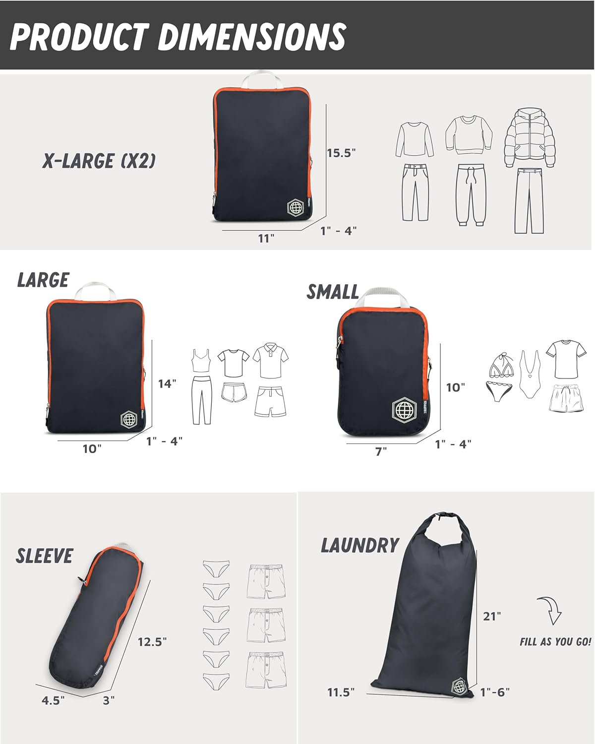 Checked Bag Compression Packing Cube Set