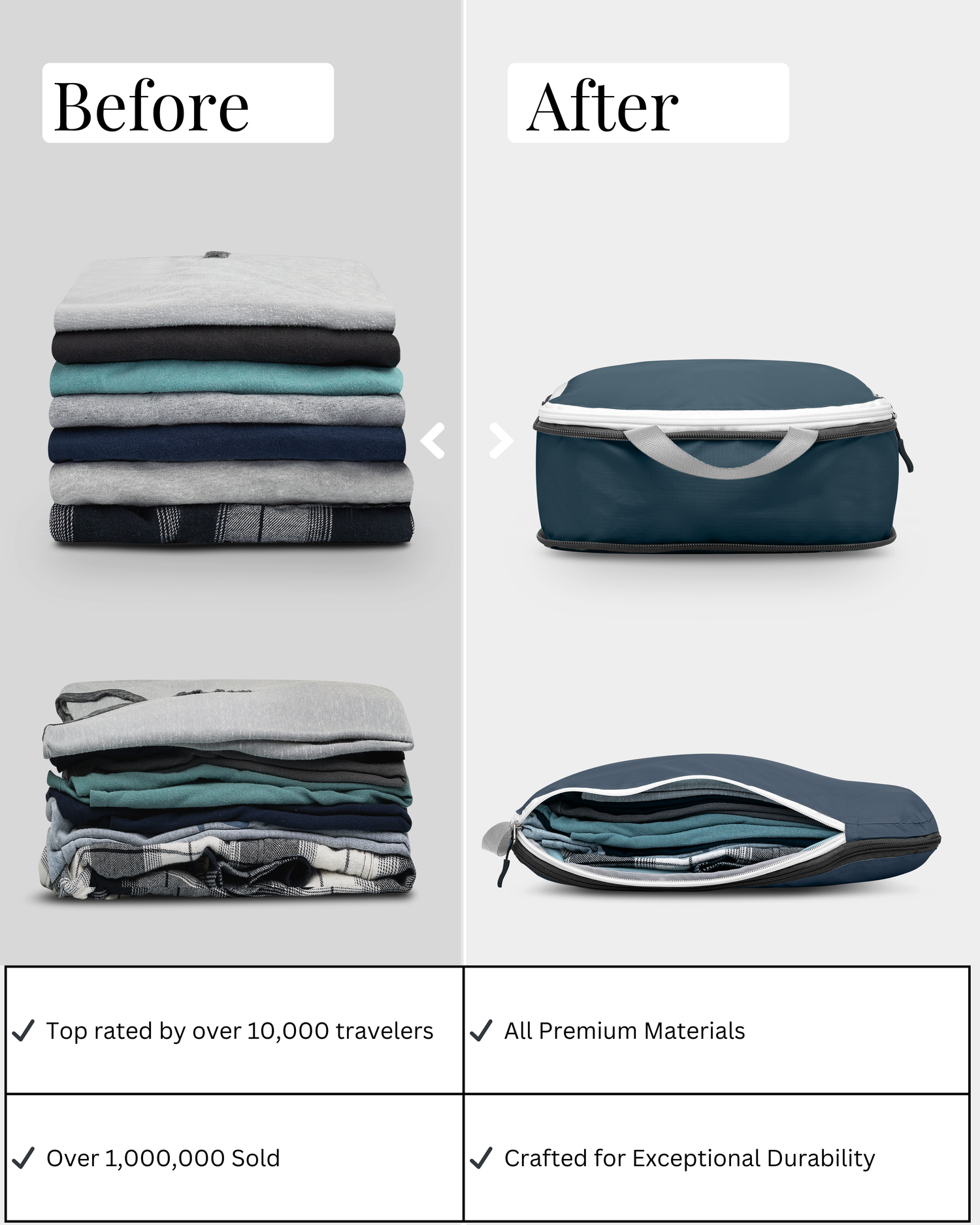 navy blue bag before and after