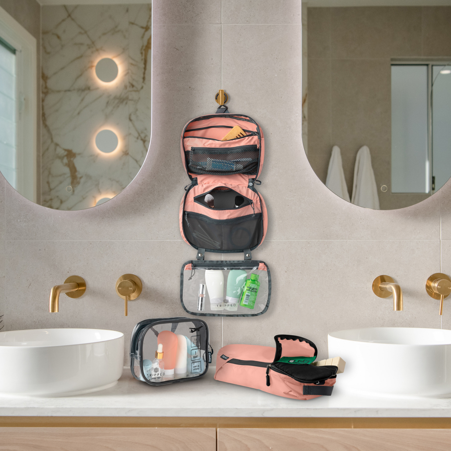 coral bloom toiletry set