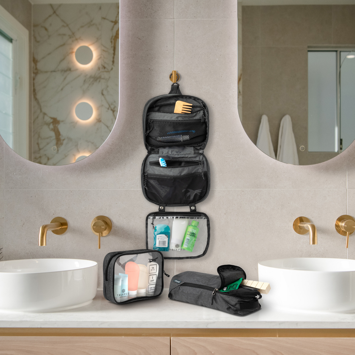 The Toiletry Set with TSA-Approved Liquids Bag
