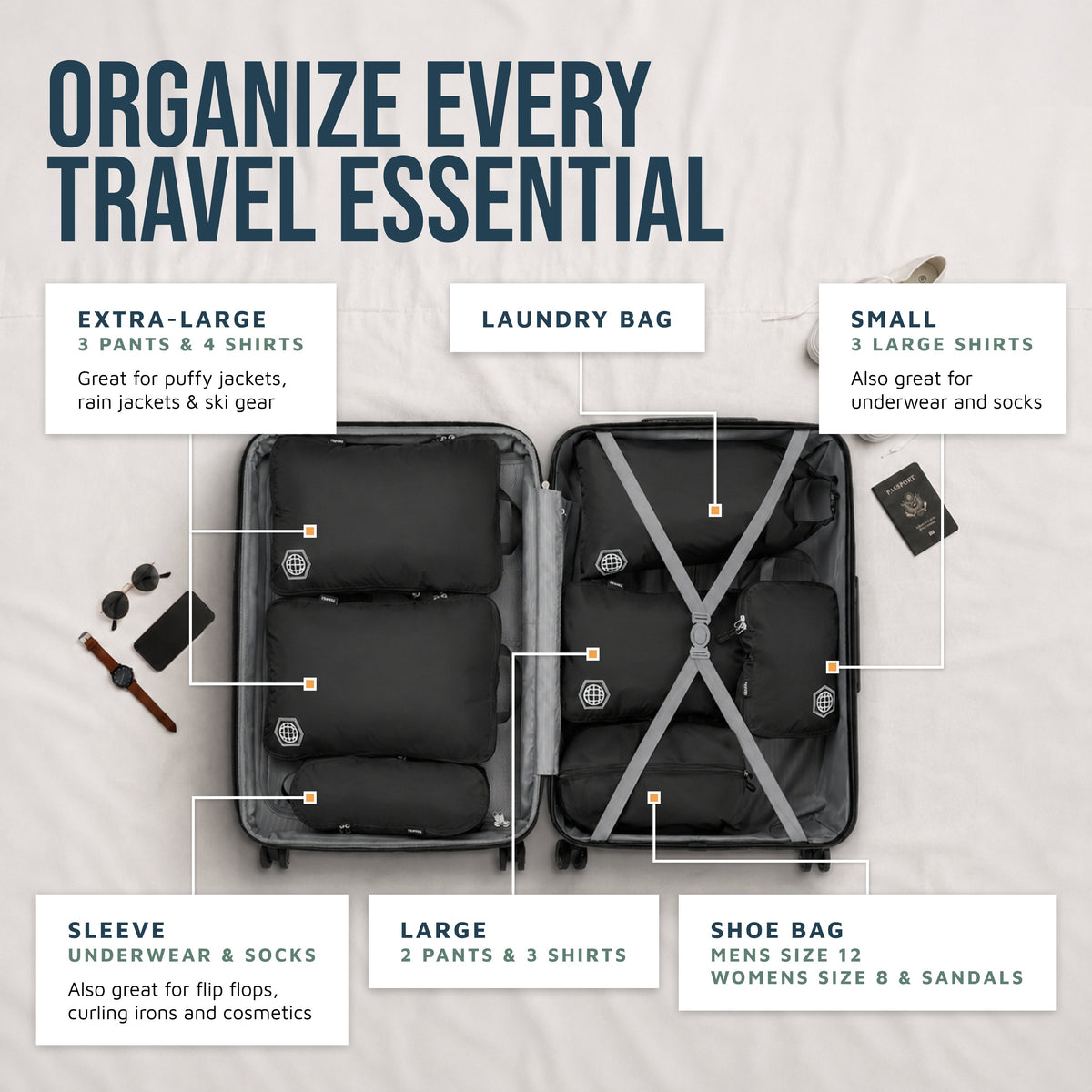 Checked Bag Compression Packing Cube Set