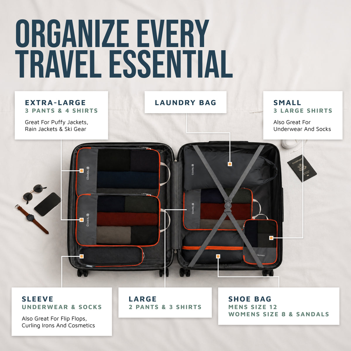 Checked Bag Compression Packing Cube Set